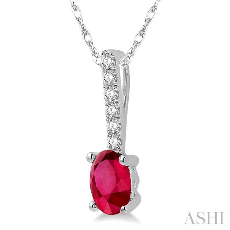 Oval Shape Gemstone & Diamond Pendant