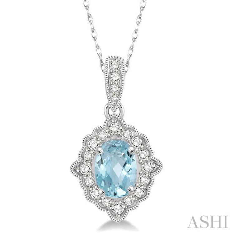 Oval Shape Gemstone & Halo Diamond Pendant