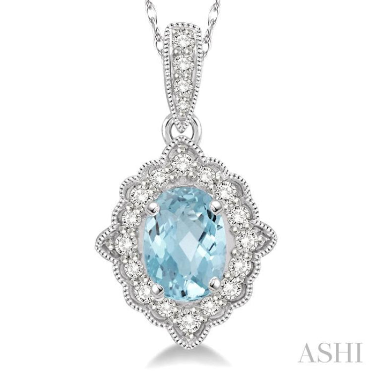 Oval Shape Gemstone & Halo Diamond Pendant