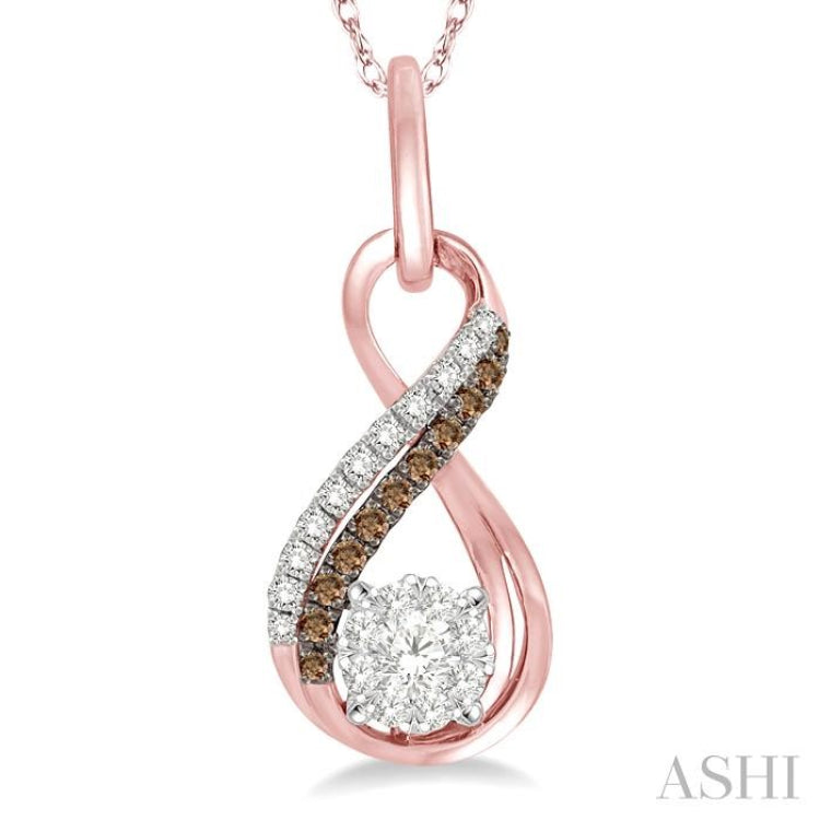 Round Shape Lovebright Champagne Diamond Infinity Pendant