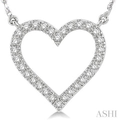 1/6 Ctw Heart Shape Round Cut Diamond Pendant With Chain in 10K White Gold