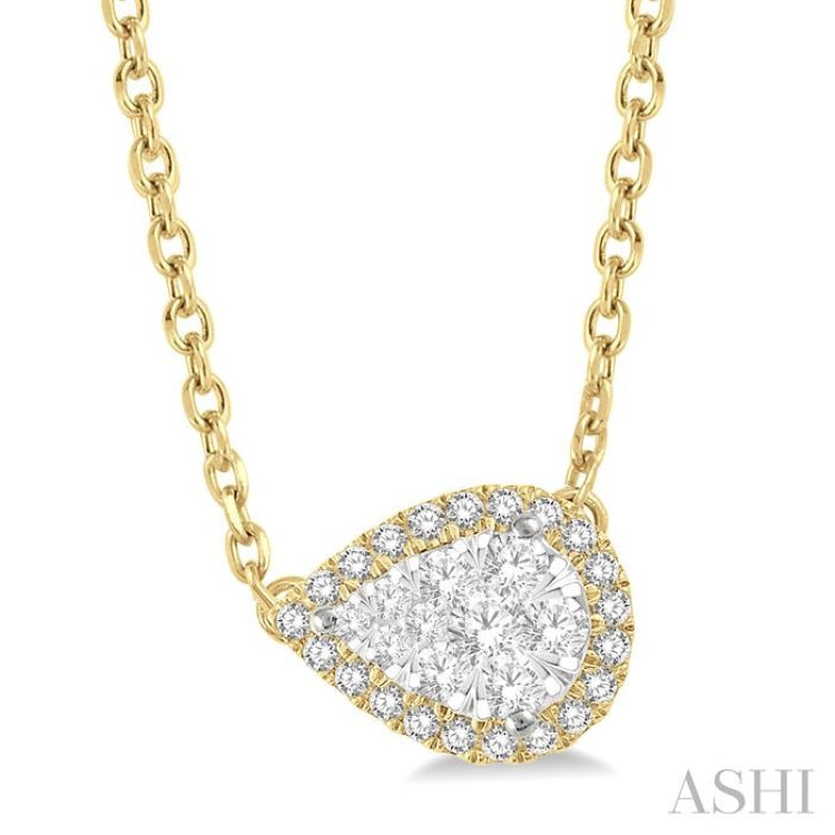 Pear Shape East-West Halo Lovebright Essential Diamond Necklace