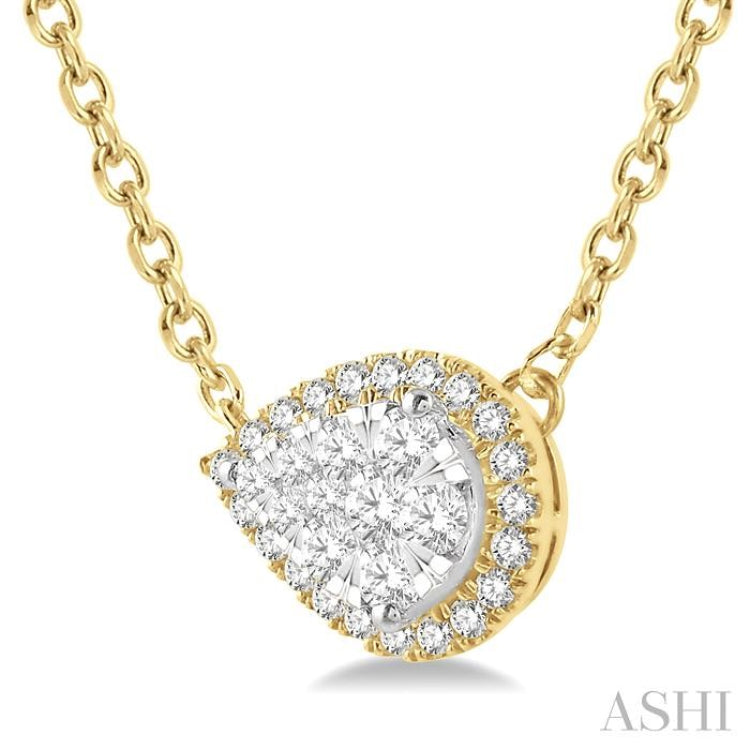 Pear Shape East-West Halo Lovebright Essential Diamond Necklace