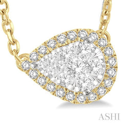 Pear Shape East-West Halo Lovebright Essential Diamond Necklace