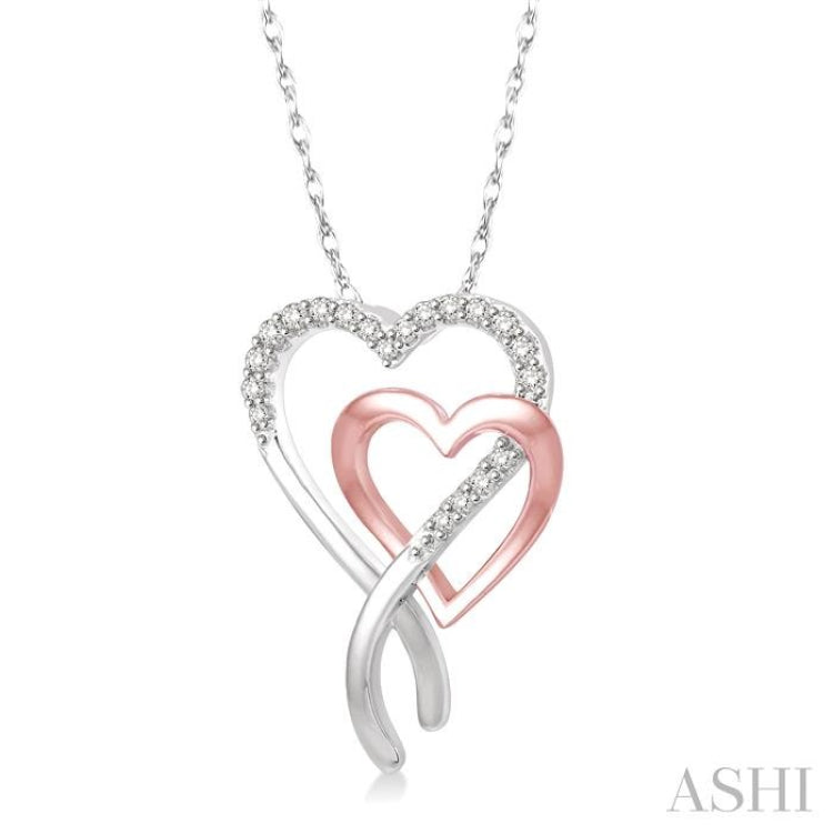 Double Heart Shape Diamond Fashion Pendant