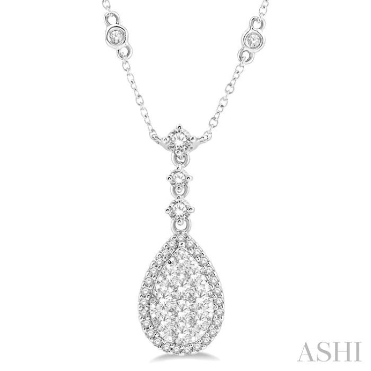 Pear Shape Halo Lovebright Diamond Necklace