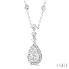 Pear Shape Halo Lovebright Diamond Necklace