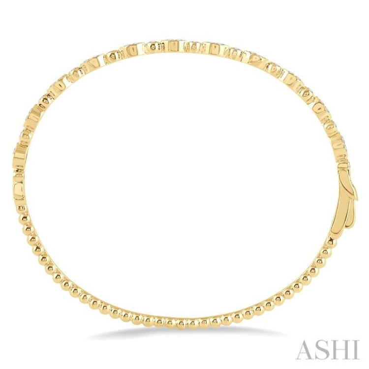 3/8 ctw Marquise & Round Mount Stackable Diamond Bangle in 14K Yellow Gold