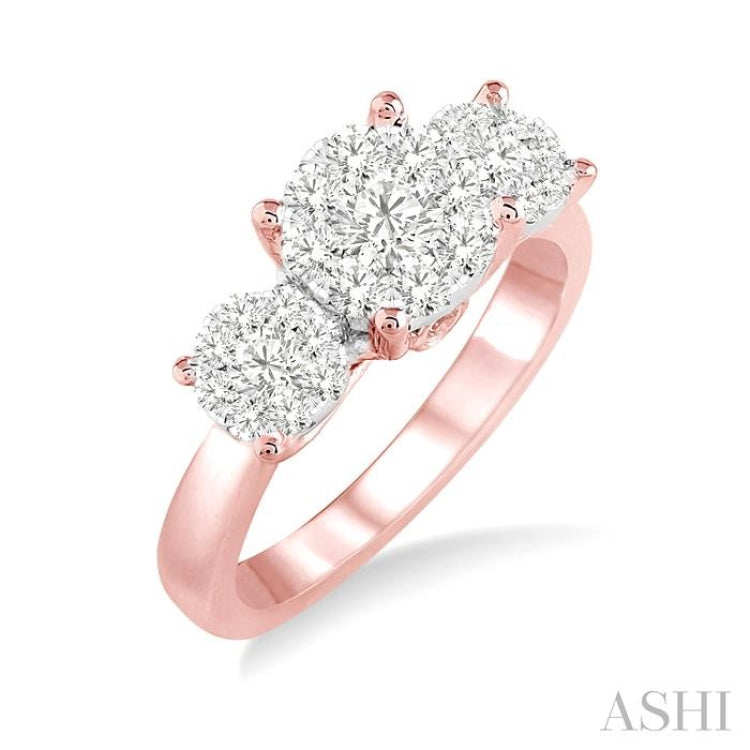 Round Shape Past Present & Future Lovebright Essential Diamond Engagement Ring