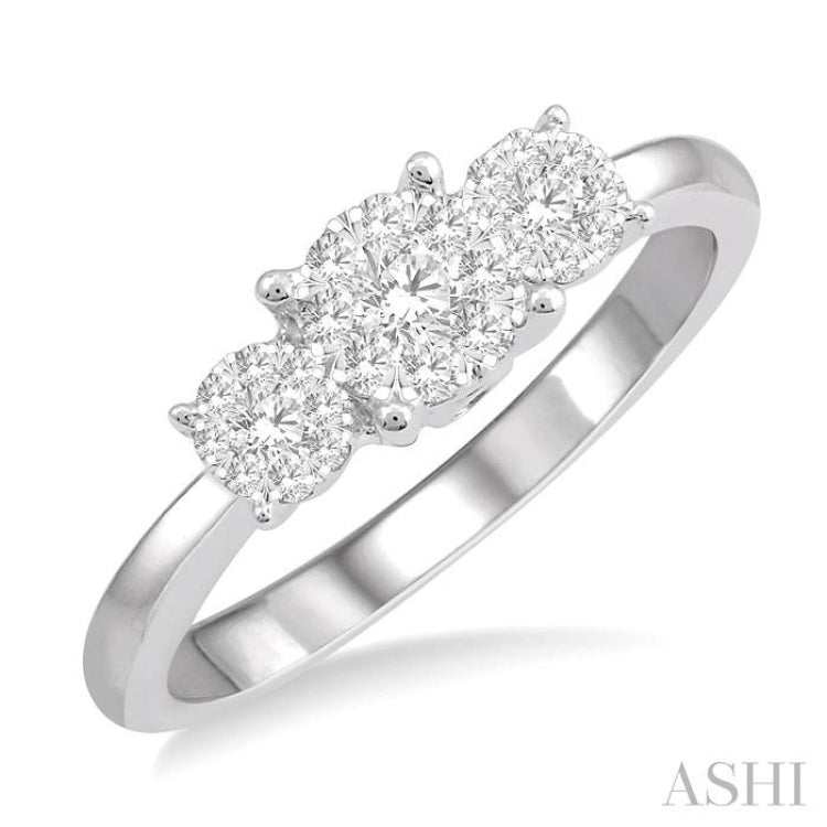 Round Shape Past Present & Future Lovebright Essential Diamond Engagement Ring