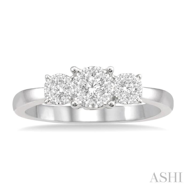 Round Shape Past Present & Future Lovebright Essential Diamond Engagement Ring