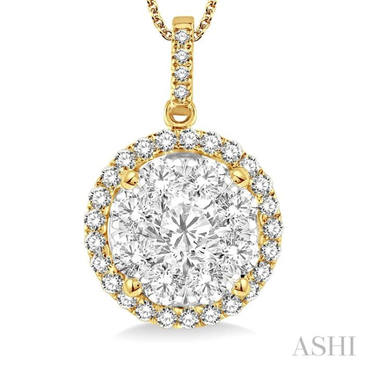 Round Shape Halo Lovebright Essential Diamond Pendant