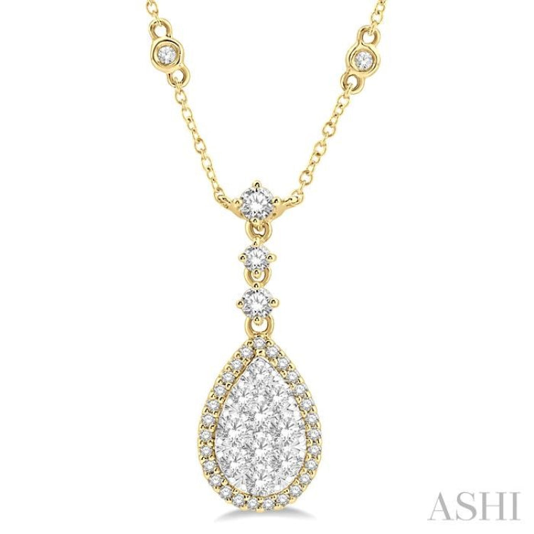 Pear Shape Halo Lovebright Diamond Necklace