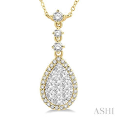 Pear Shape Halo Lovebright Diamond Necklace