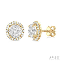 Round Shape Halo Lovebright Essential Diamond Earrings