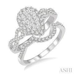 Pear Shape Halo Lovebright Diamond Wedding Set