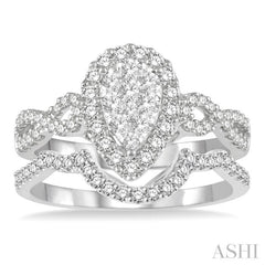 Pear Shape Halo Lovebright Diamond Wedding Set