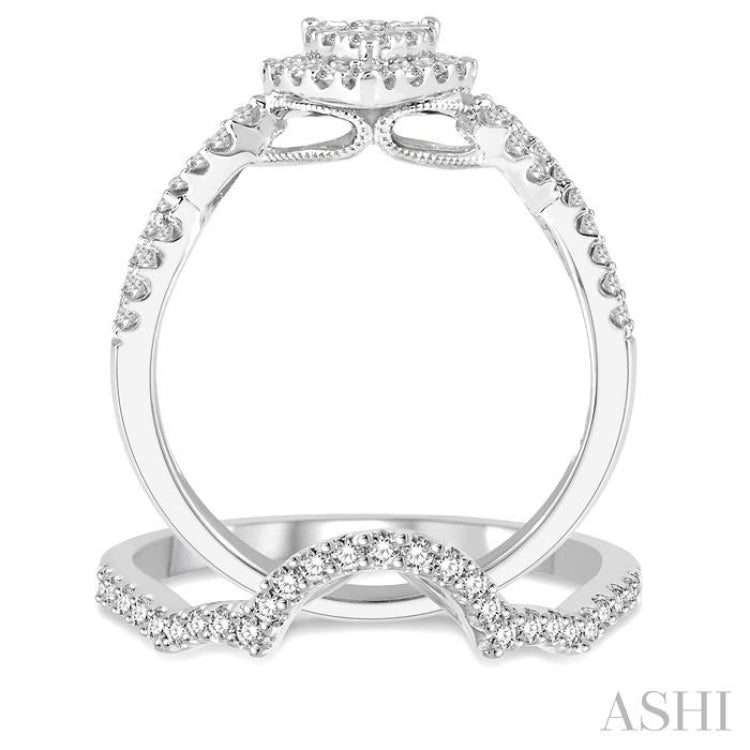 Pear Shape Halo Lovebright Diamond Wedding Set