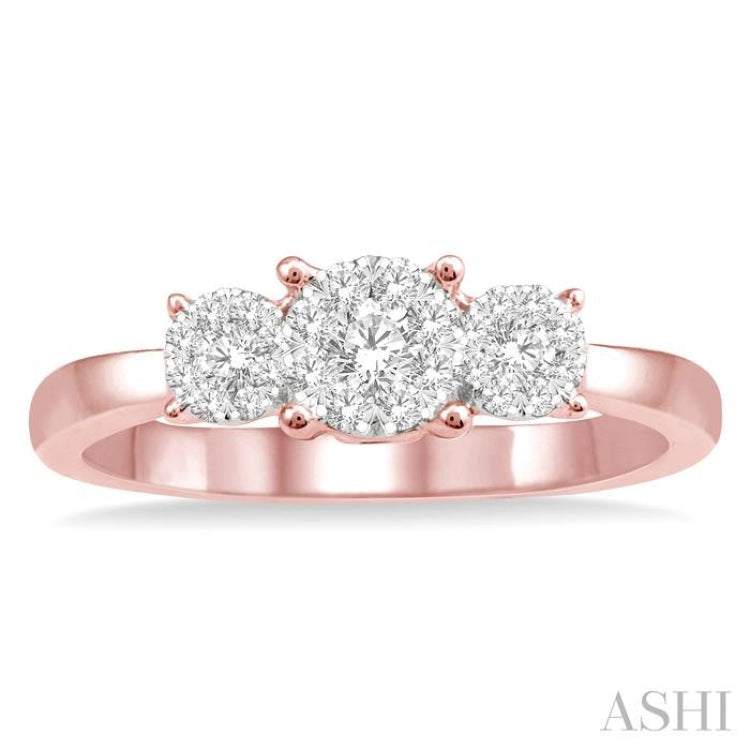 Round Shape Past Present & Future Lovebright Essential Diamond Engagement Ring