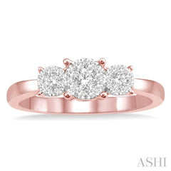 Round Shape Past Present & Future Lovebright Essential Diamond Engagement Ring