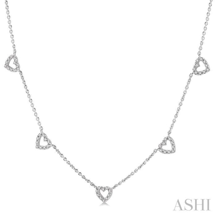 Heart Shape Diamond Station Necklace