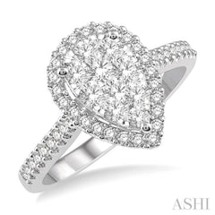 Pear Shape Halo Lovebright Essential Diamond Engagement Ring