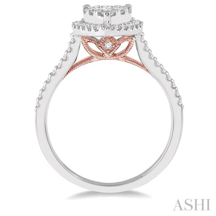 Pear Shape Halo Lovebright Essential Diamond Engagement Ring