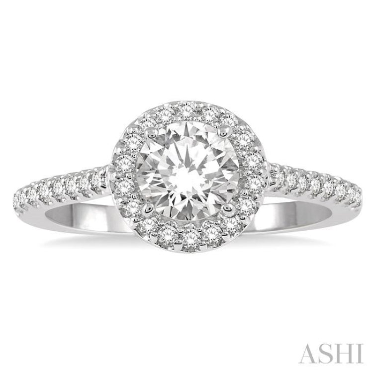 Round Shape Semi-Mount Halo Diamond Engagement Ring