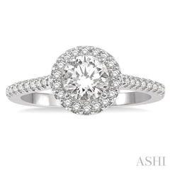 Round Shape Semi-Mount Halo Diamond Engagement Ring