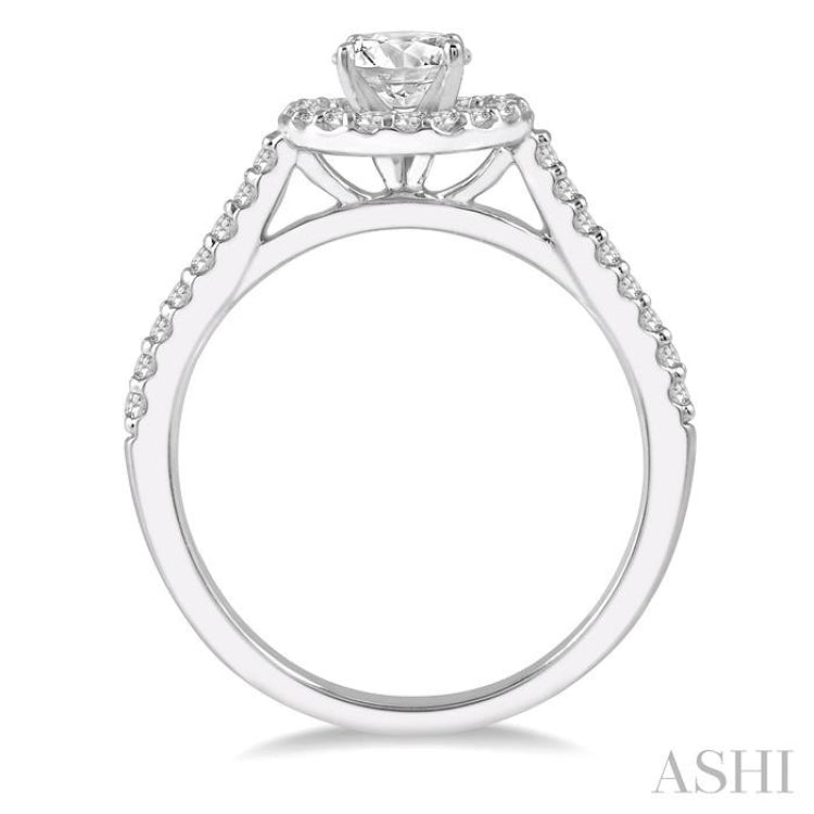 Round Shape Semi-Mount Halo Diamond Engagement Ring