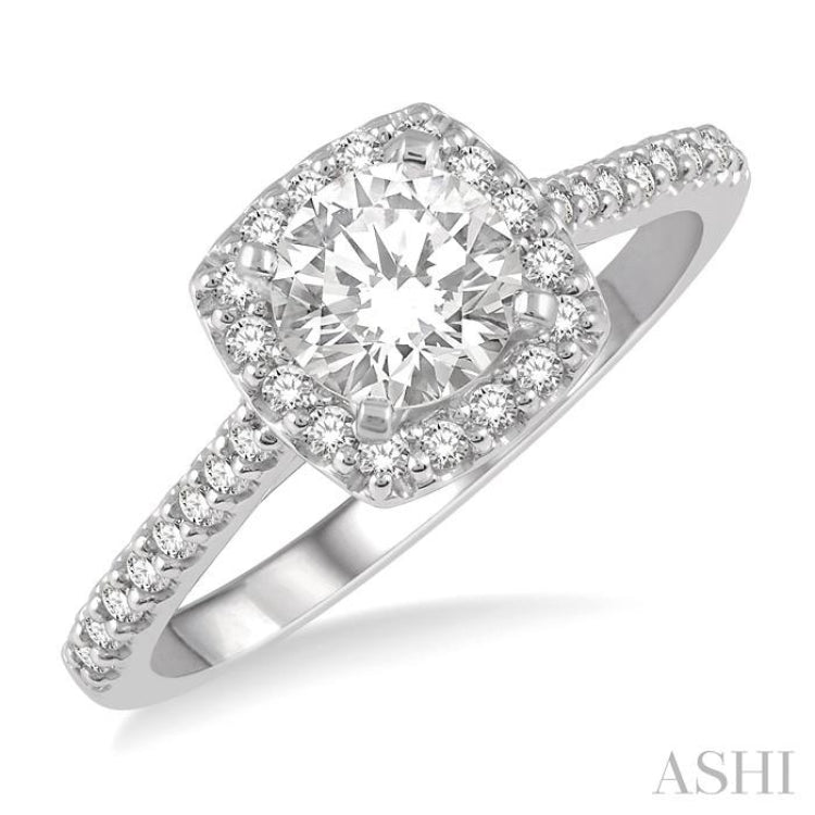 Round Shape Halo Diamond Engagement Ring