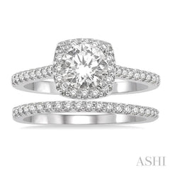 Round Shape Halo Diamond Wedding Set