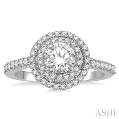 Round Shape Semi-Mount Halo Diamond Engagement Ring