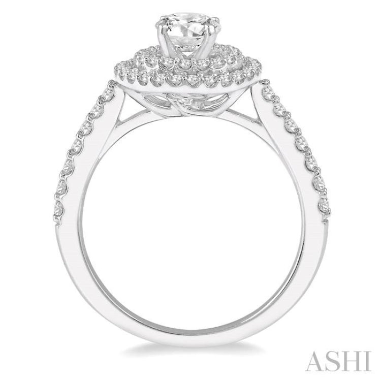 Round Shape Semi-Mount Halo Diamond Engagement Ring