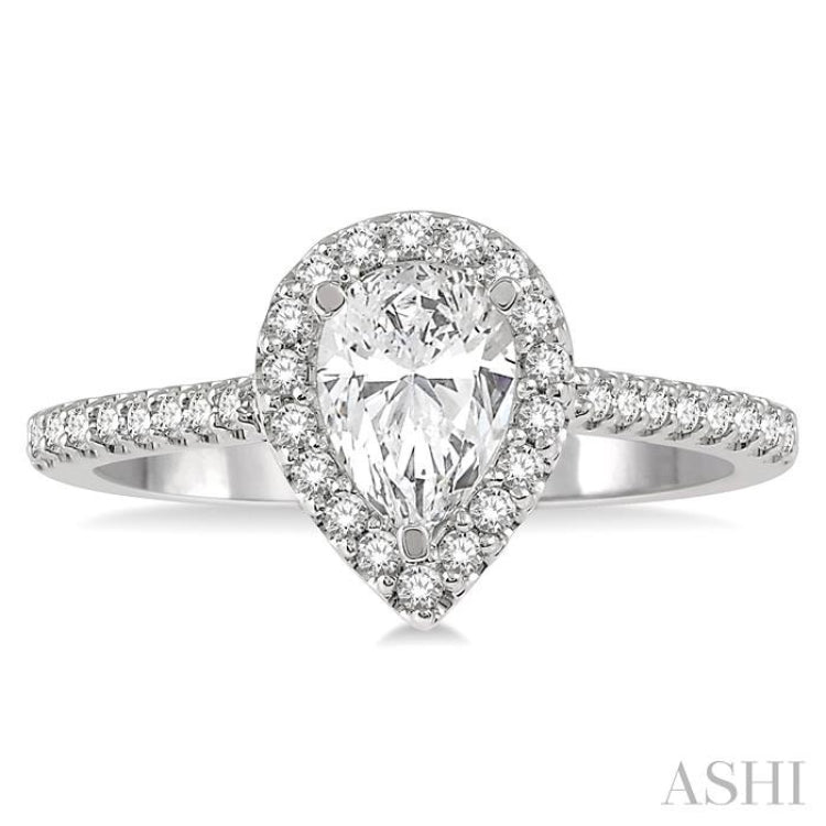 Pear Shape Halo Diamond Engagement Ring