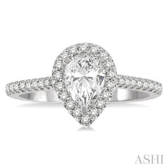 Pear Shape Halo Diamond Engagement Ring