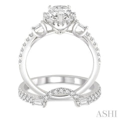 Pear Shape Halo Diamond Wedding Set