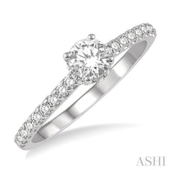 Round Shape Semi-Mount Diamond Engagement Ring