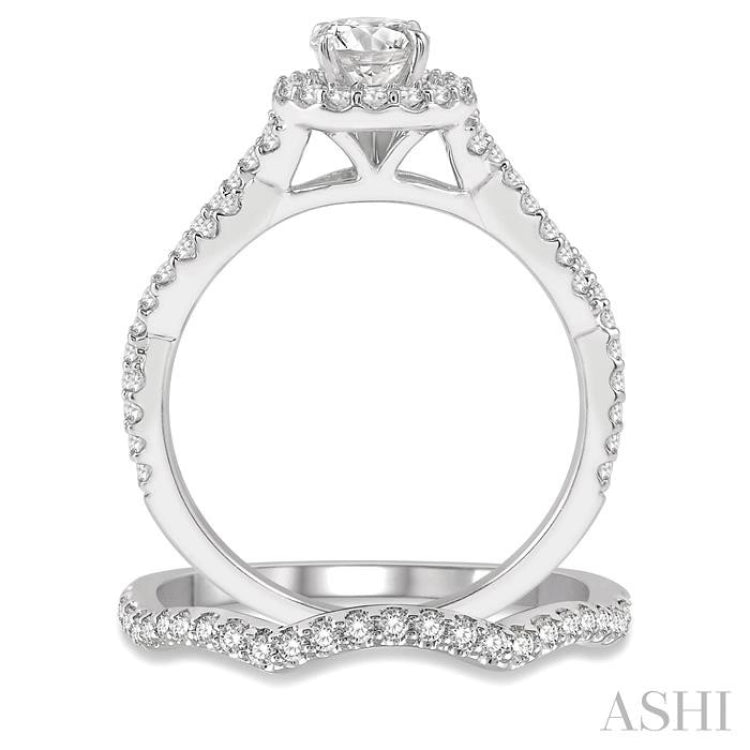 Round Shape Halo Diamond Wedding Set