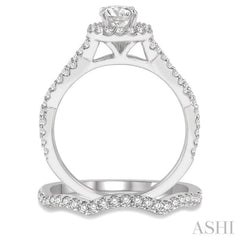 Round Shape Halo Diamond Wedding Set