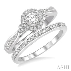 Round Shape Halo Diamond Wedding Set