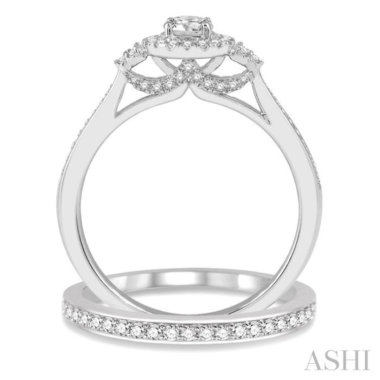 Round Shape Halo Diamond Wedding Set