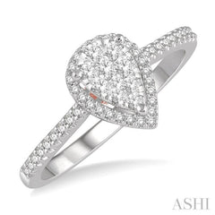 Pear Shape Halo Lovebright Essential Diamond Engagement Ring