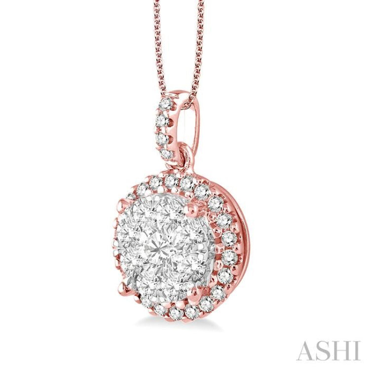 Round Shape Halo Lovebright Essential Diamond Pendant