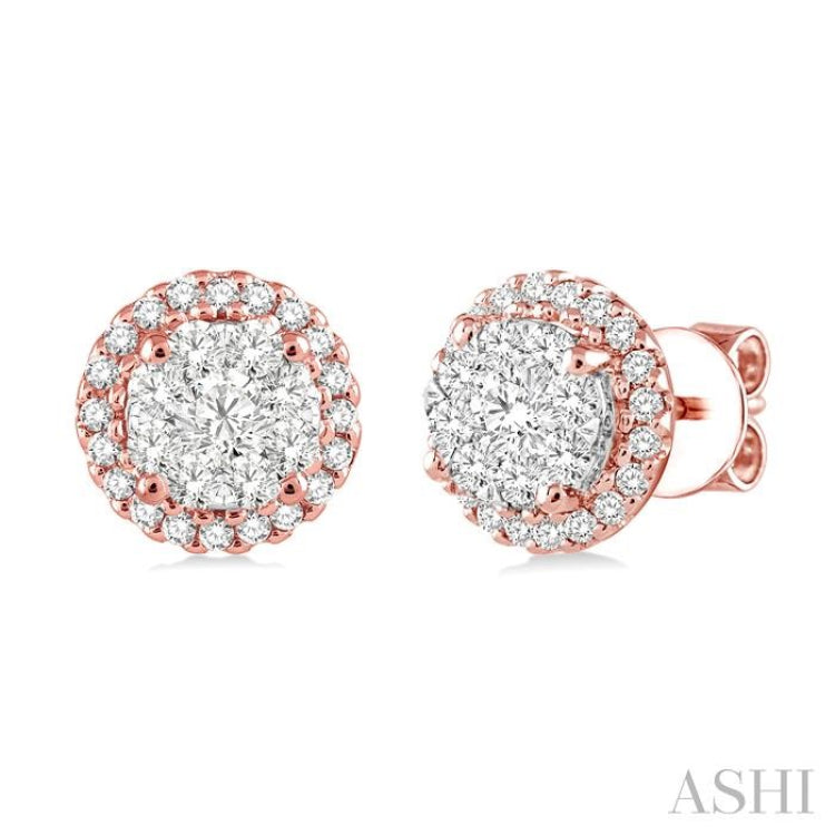 Round Shape Halo Lovebright Essential Diamond Earrings