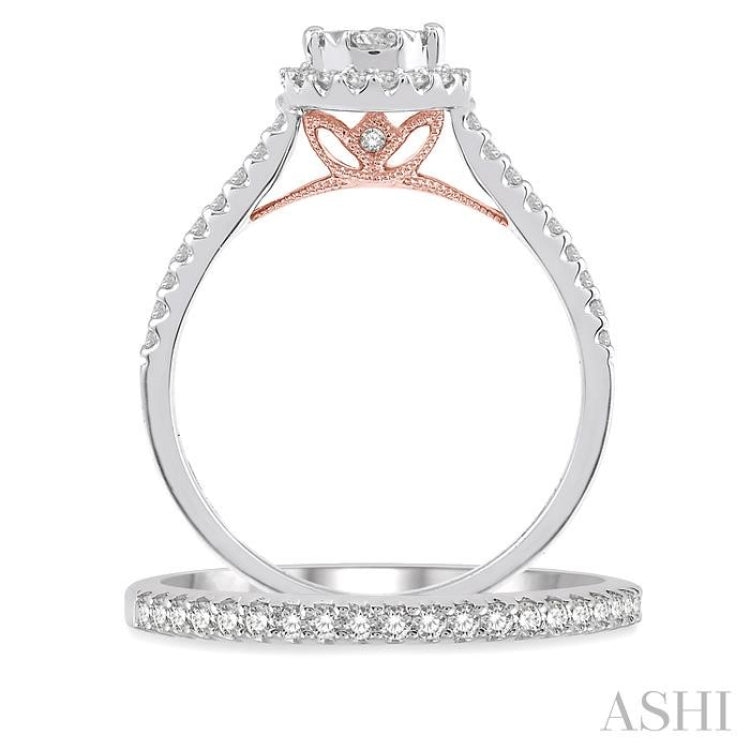 Pear Shape Halo Lovebright Diamond Wedding Set