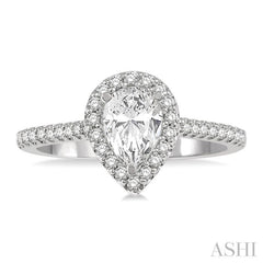 Pear Shape Semi-Mount Halo Diamond Engagement Ring