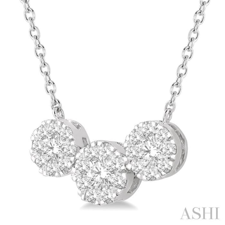 Round Shape Past Present & Future Lovebright Essential Diamond Necklace