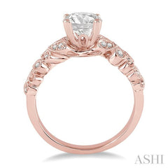 Round Shape Semi-Mount Diamond Engagement Ring