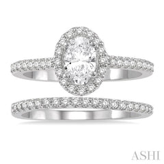 Oval Shape Halo Diamond Wedding Set